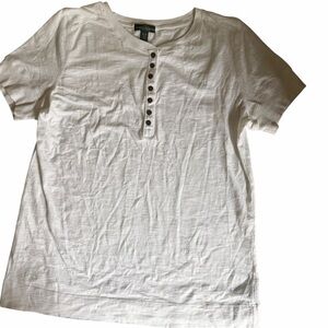 Ralph Lauren 100% Cotton White Short Sleeve Henley Tee  with buttons Minimalist